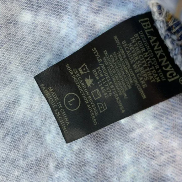 BlankNYC Jacket Nice Try Blue Denim White Fringe Button - Picture 8 of 14